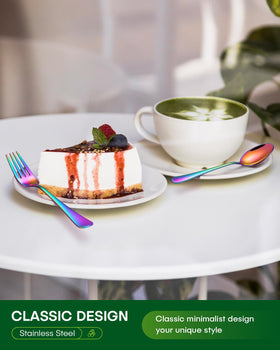 PHILIPALA rainbow silverware mirror finish adds modern shine to table settings.