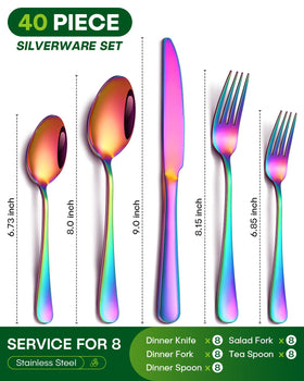 PHILIPALA rainbow dinner fork with vibrant color finish