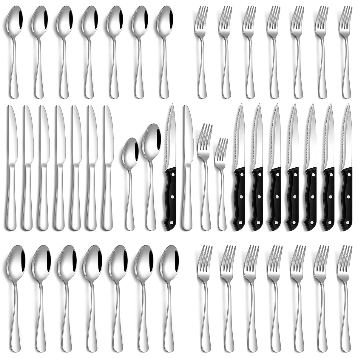 PHILIPALA silverware set shown with dining forks and knives, ideal for daily meals.