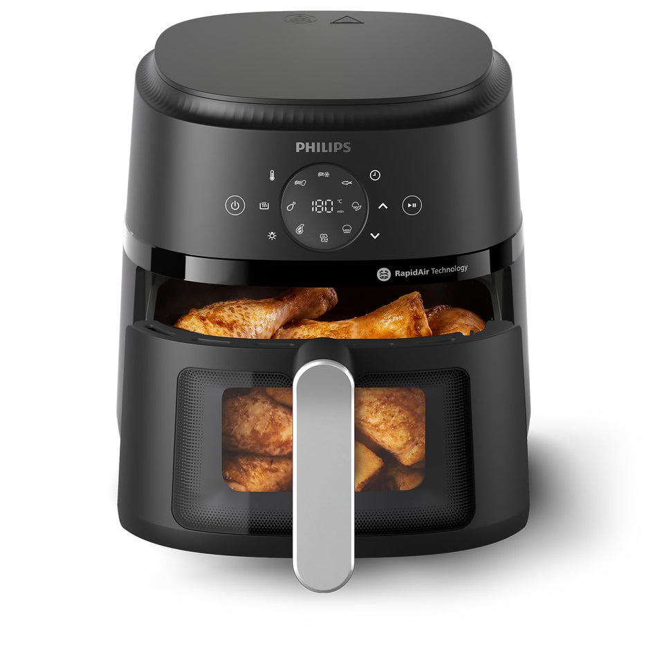 Philips 2000 Series Airfryer front view showcases compact footprint