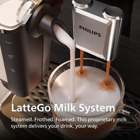 Philips 3300-series preset shot adjustable strength and milk levels.