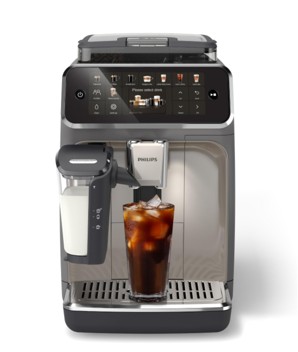 Philips 5500 Series espresso shot for café-quality coffee at home.