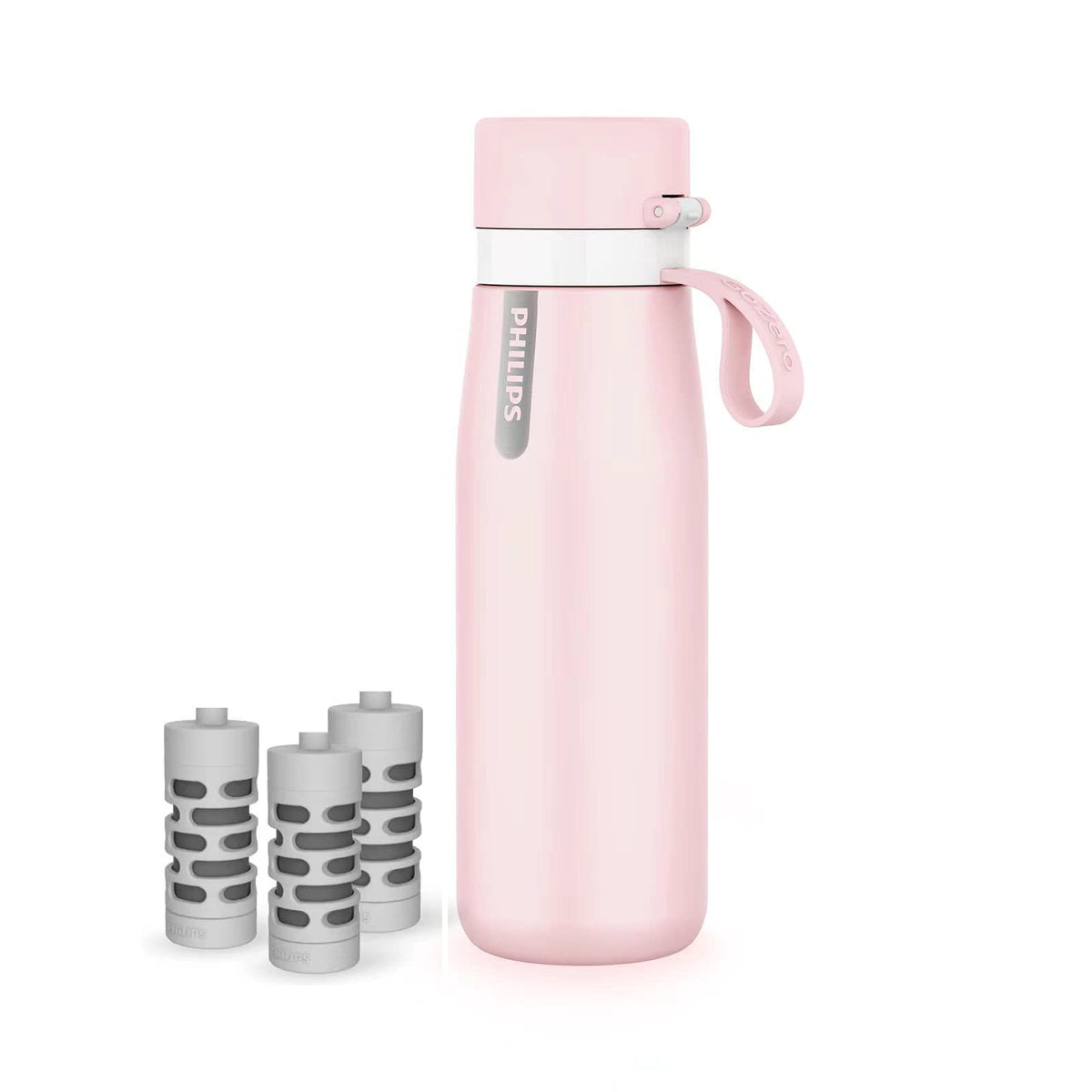 Philips GoZero Everyday bottle front view shows stainless steel body that stays cold