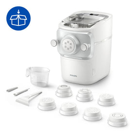 Philips HR2660 interchangeable discs showing versatile pasta shapes