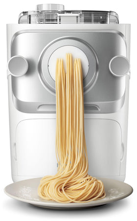 Philips HR2660 pasta maker extrusion in action delivering fresh pasta quickly