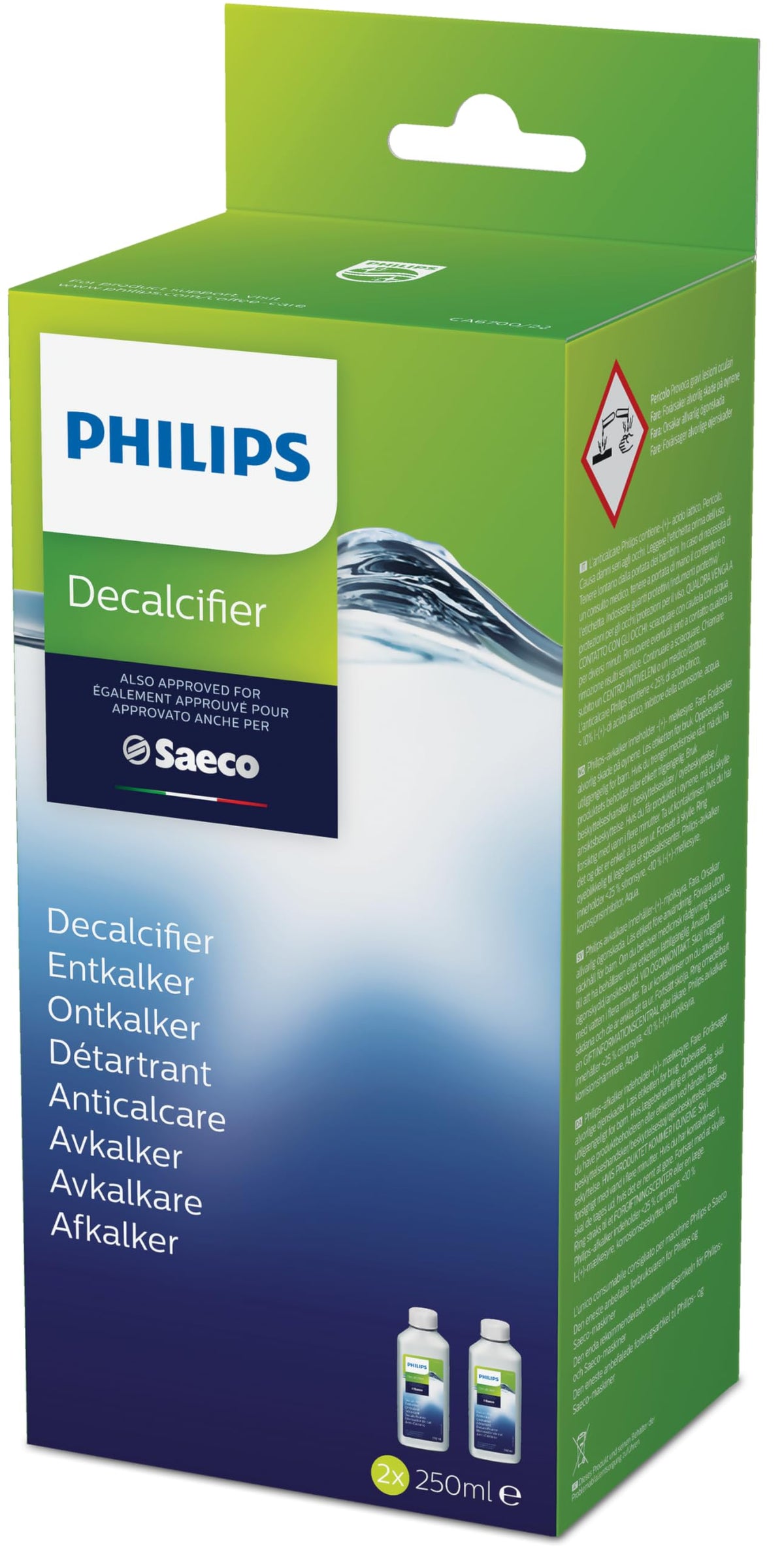 Philips universal descaler two 250 ml bottles for Saeco and Philips machines.