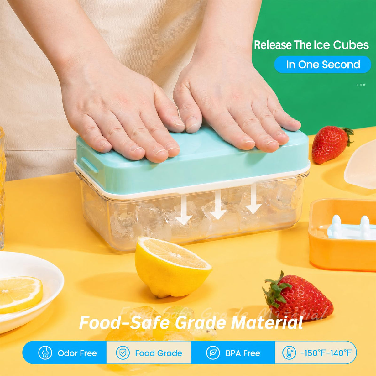 PHINOX ice tray made from food-grade PP for safe, reusable freezing.