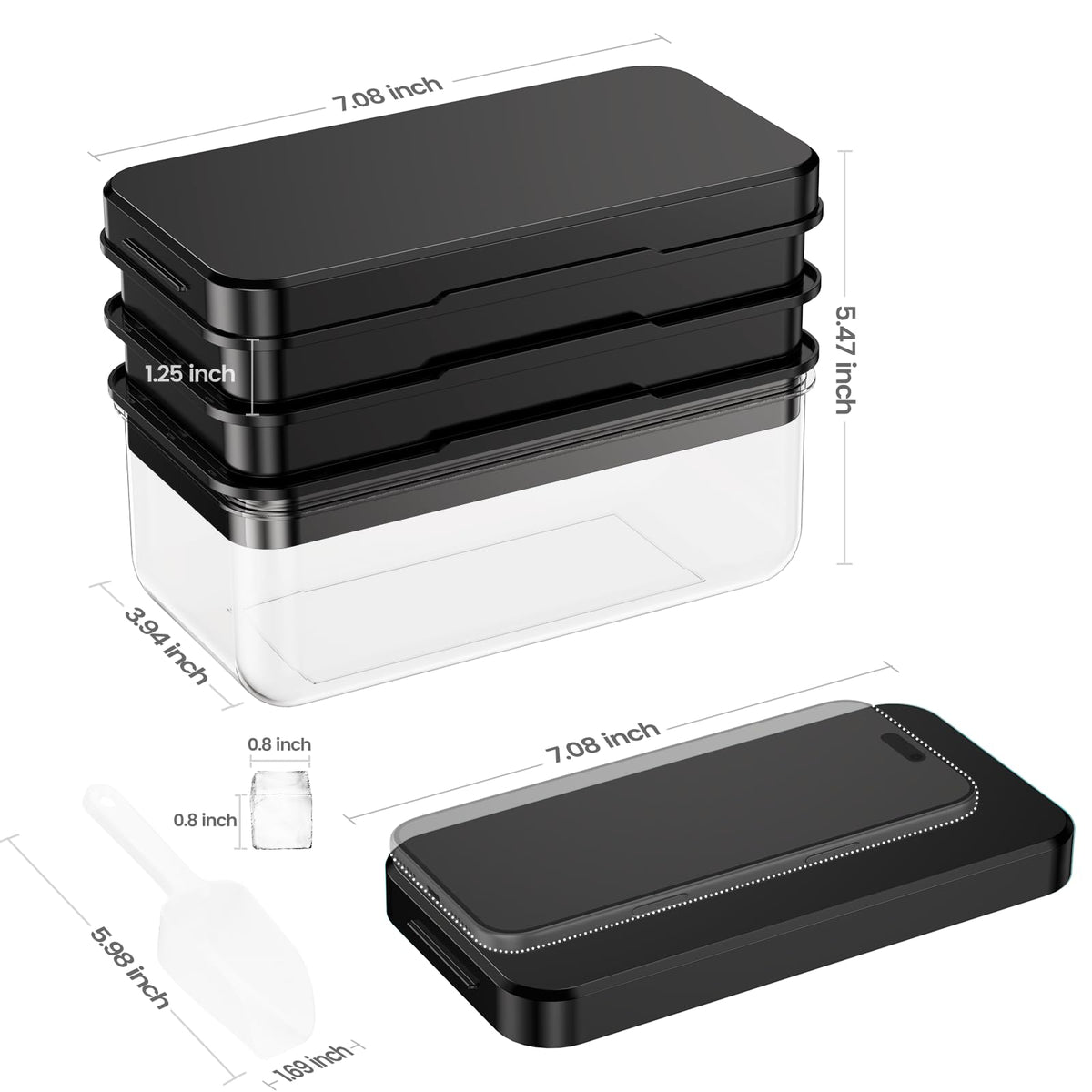 PHINOX ice bin with scoop offers convenient serving and storage.