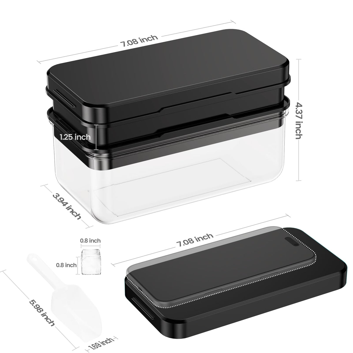 PHINOX ice scoop included for effortless serving