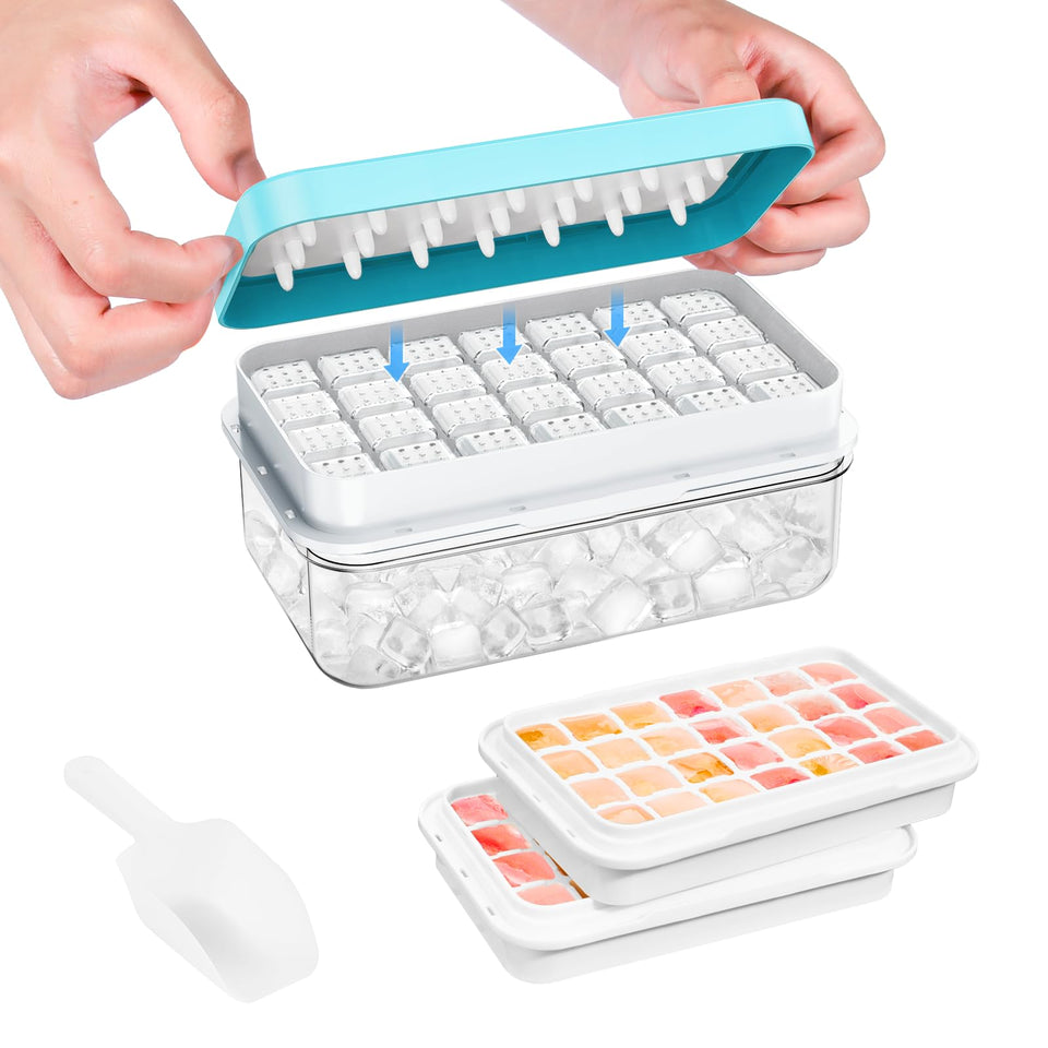 PHINOX ice tray with lid and bin, 56-piece capacity for bulk freezer batches.