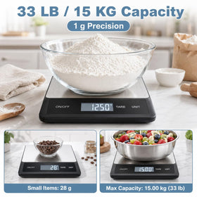 PHX Grove 33LB scale with waterproof top for quick cleanup after cooking.
