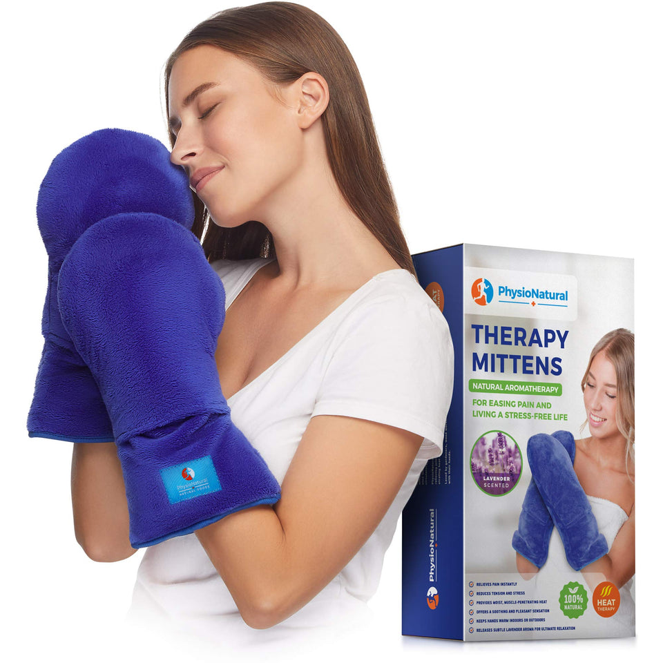 PhysioNatural microwave-warmed mittens soothing hand relief