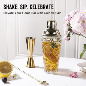 Physkoa shaker features built-in strainer for mess-free pouring.