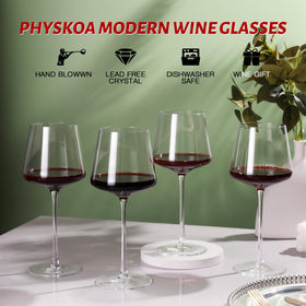 Physkoa dishwasher-safe lead-free crystal wine glasses for durable use.