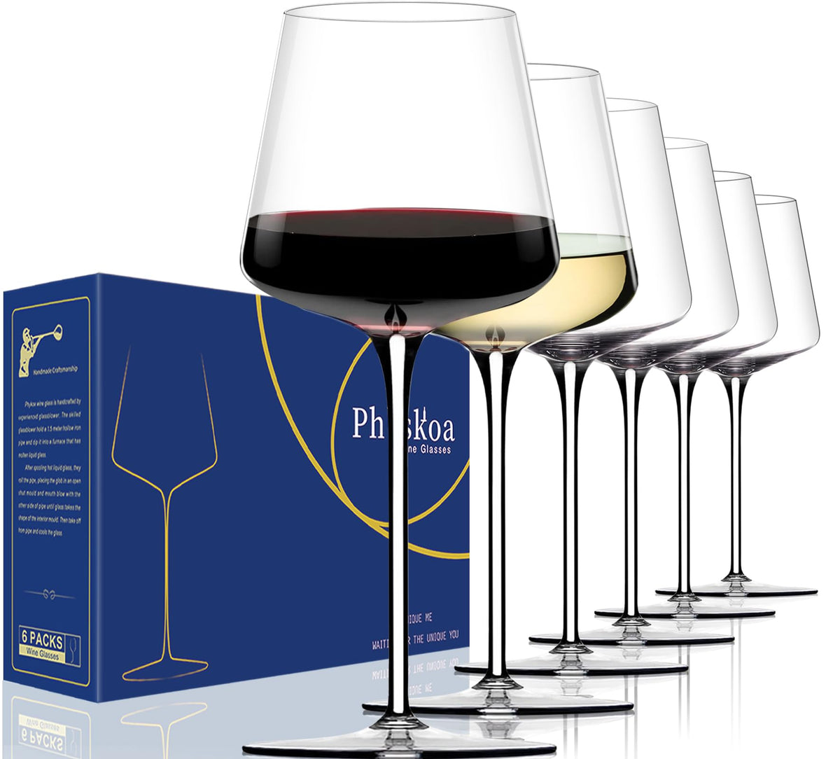 Physkoa white wine glass with square bowl and long stem enhances modern dining elegance.