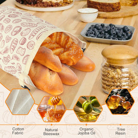 Close up of PICcircuit beeswax bread bag showing durable cotton and wax coating