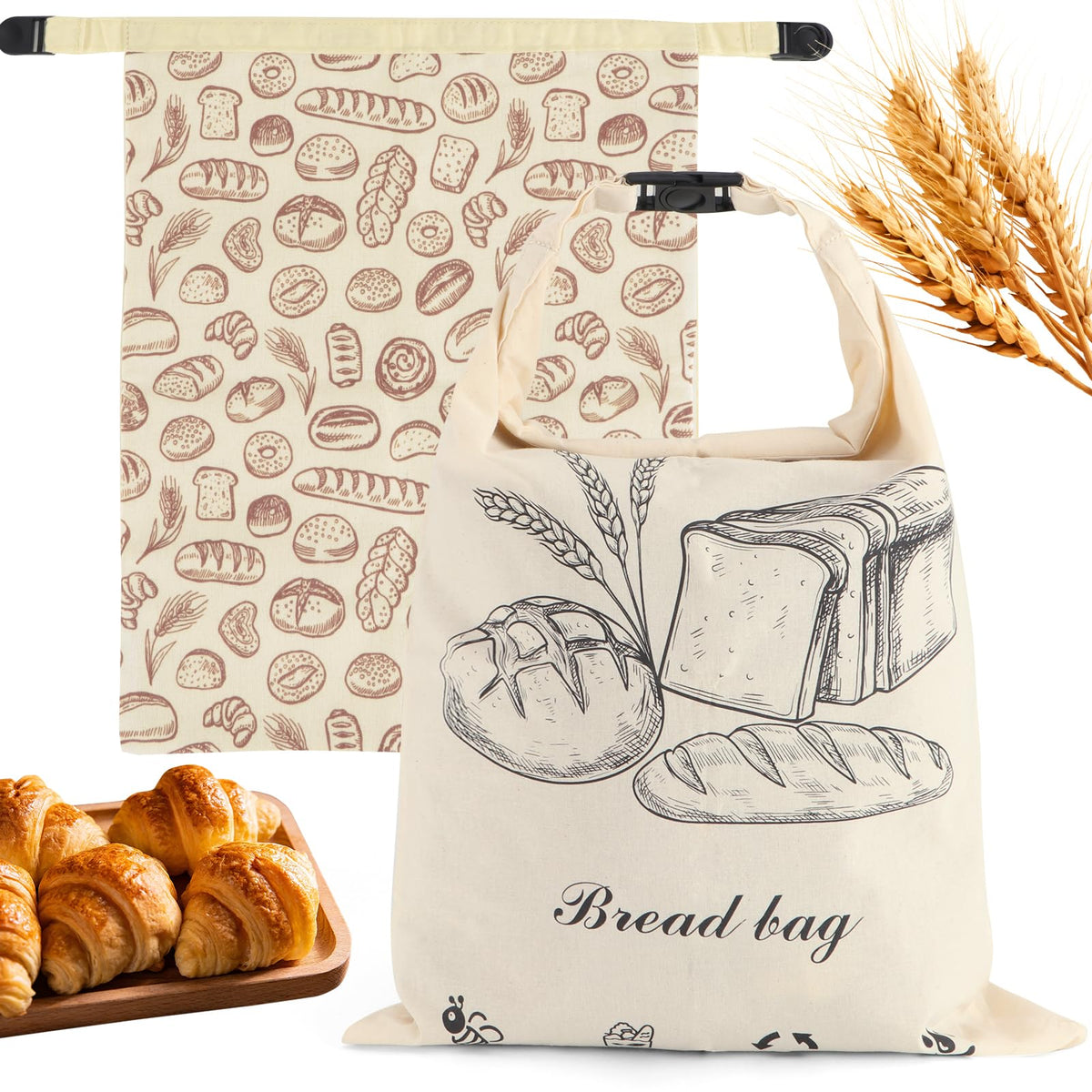PICcircuit two-pack bread bags with beeswax lining keep bread fresh naturally.