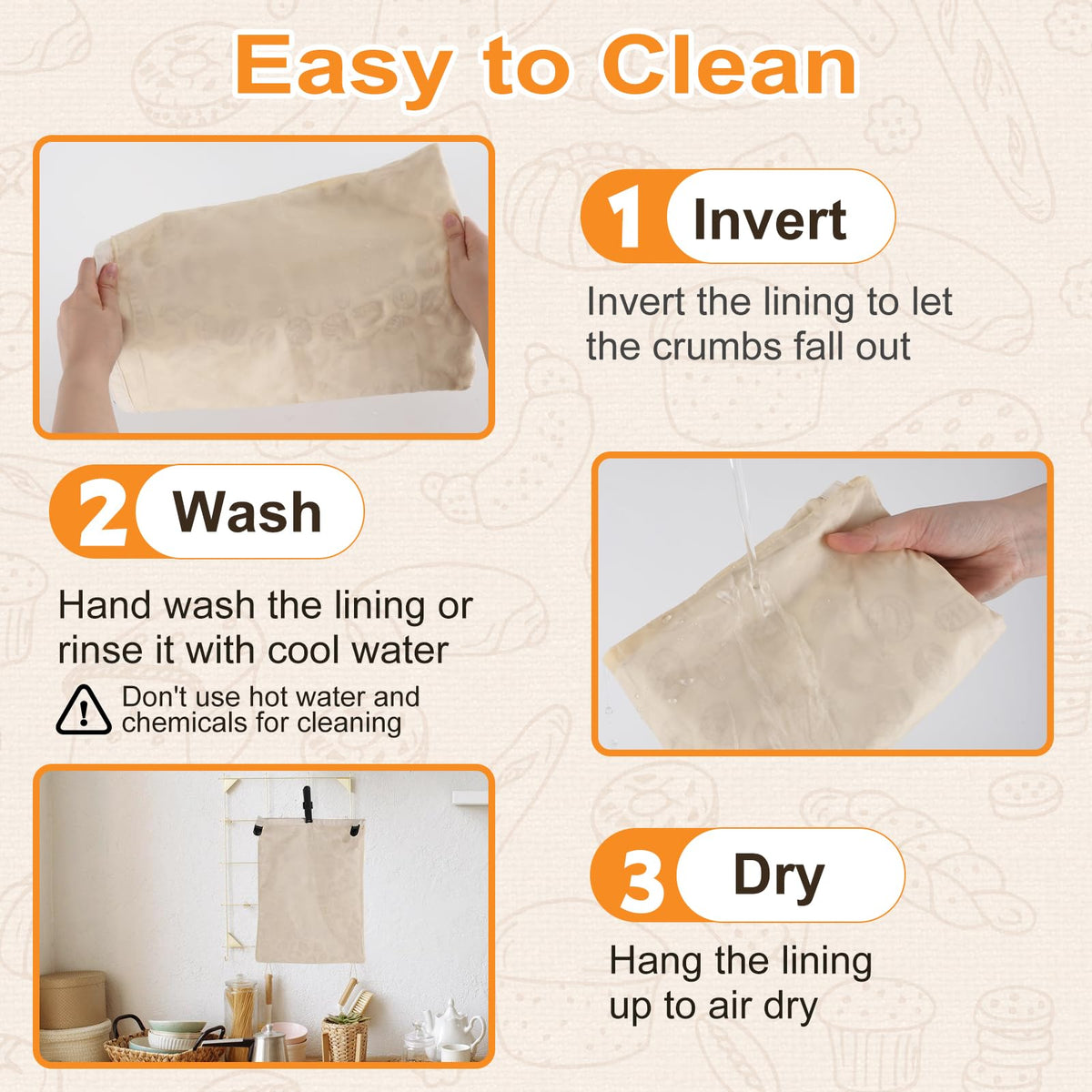 Easy clean PICcircuit bread bag requires cold water and mild soap