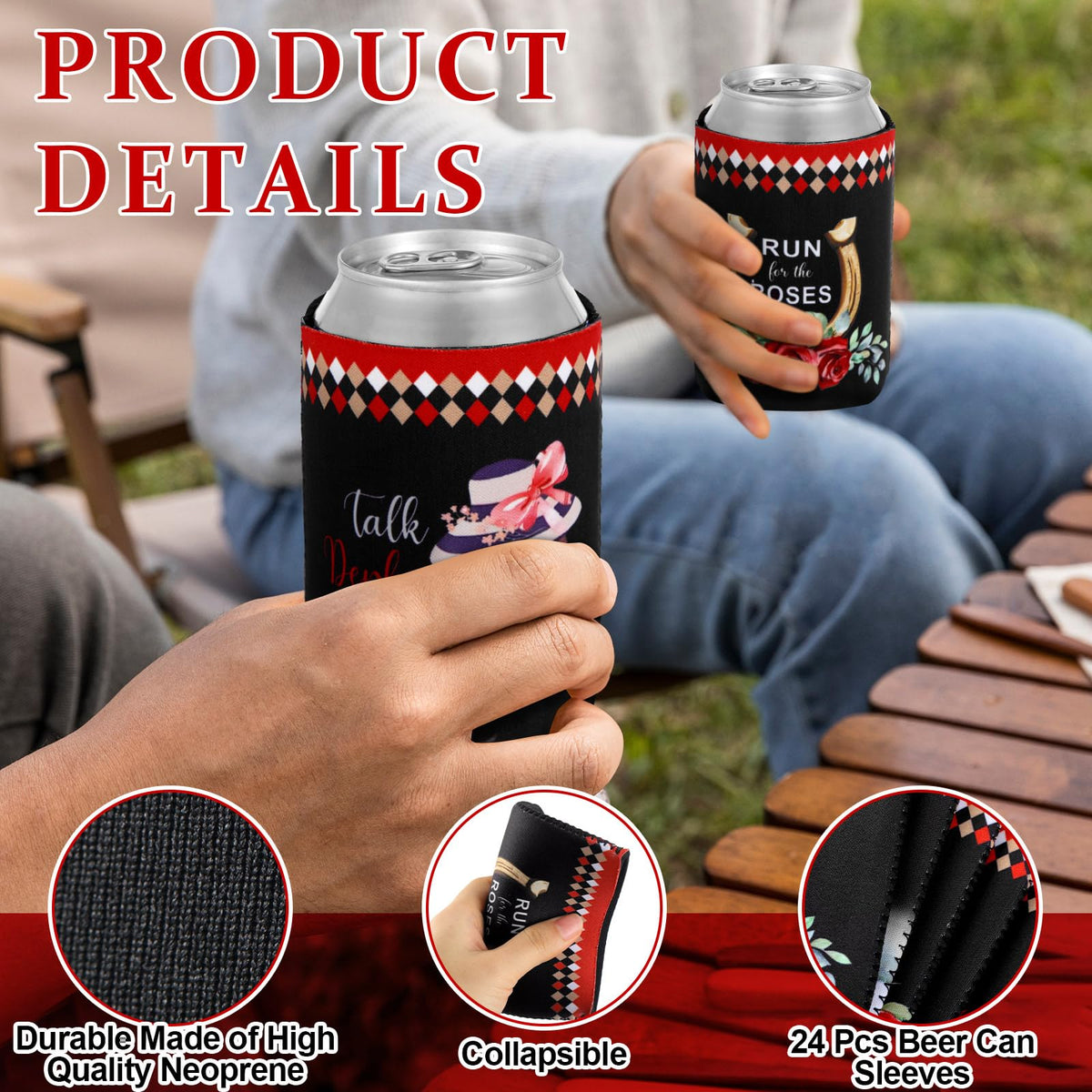 Pickmesh Derby cooler design on red, white, and black cans adds racing flair.