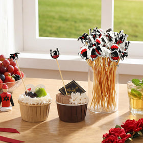 Pickmesh horse theme picks race flag design brighten fruit and pastries