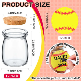 Pickmesh softball glass jars with cork lids for keepsakes and gifts