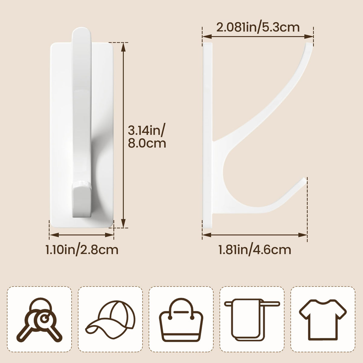 Pickpiff 13lb-capacity hook supports heavier items without nails or drilling