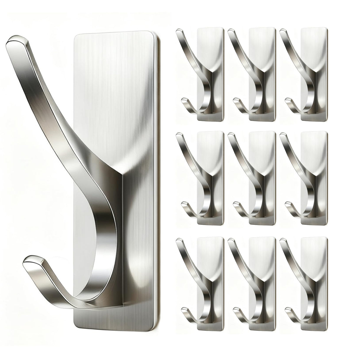 Pickpiff brushed nickel adhesive wall hook holds up to 13 lb for towels.
