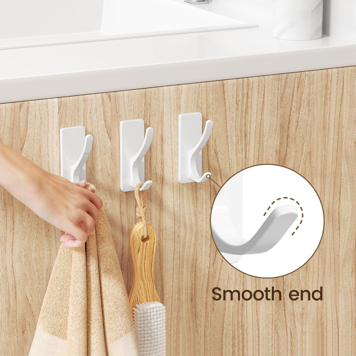 Pickpiff rust-resistant stainless hook resists moisture in wet bathrooms and kitchens.