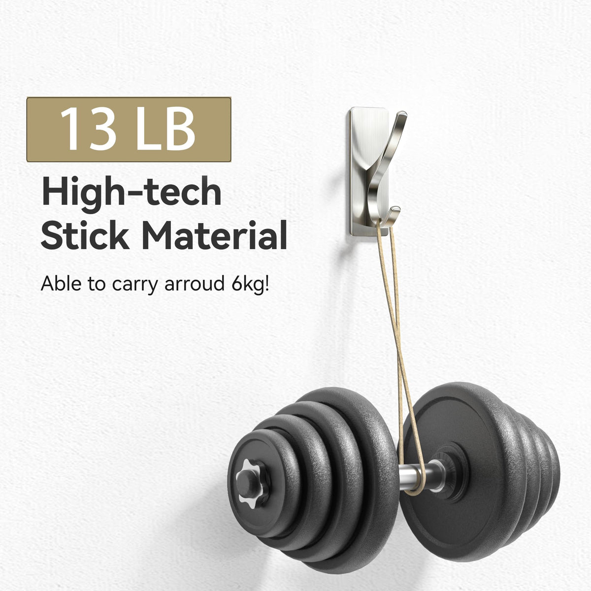 Pickpiff stainless steel self-adhesive hook suitable for bathrooms, rust-resistant.