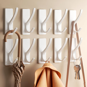 Pickpiff white self-adhesive coat hook showing slim, unobtrusive design with strong 13lb hold.