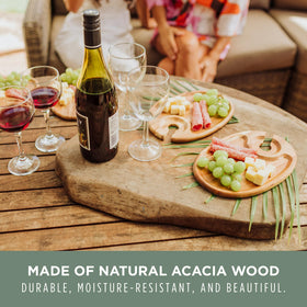 PICNIC TIME oval plates with perimeter ridge keep bites secure during socializing.