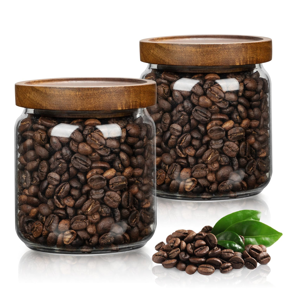 Piconesper two-piece glass storage jars with airtight lids, ideal for keeping pantry staples fresh.