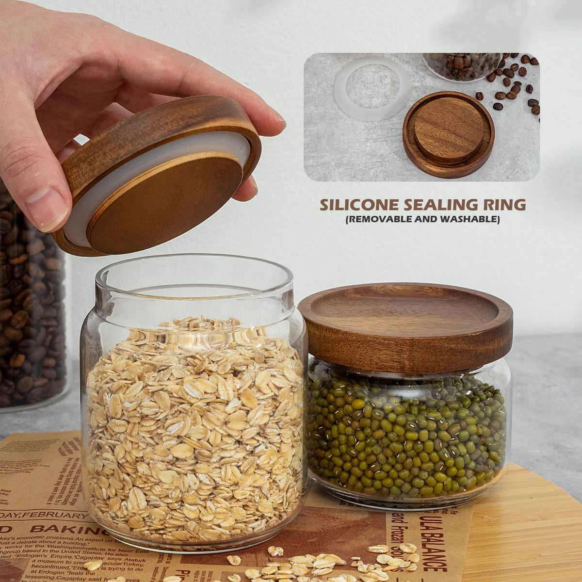 piconesper wide-mouth glass jar open for easy filling and cleaning