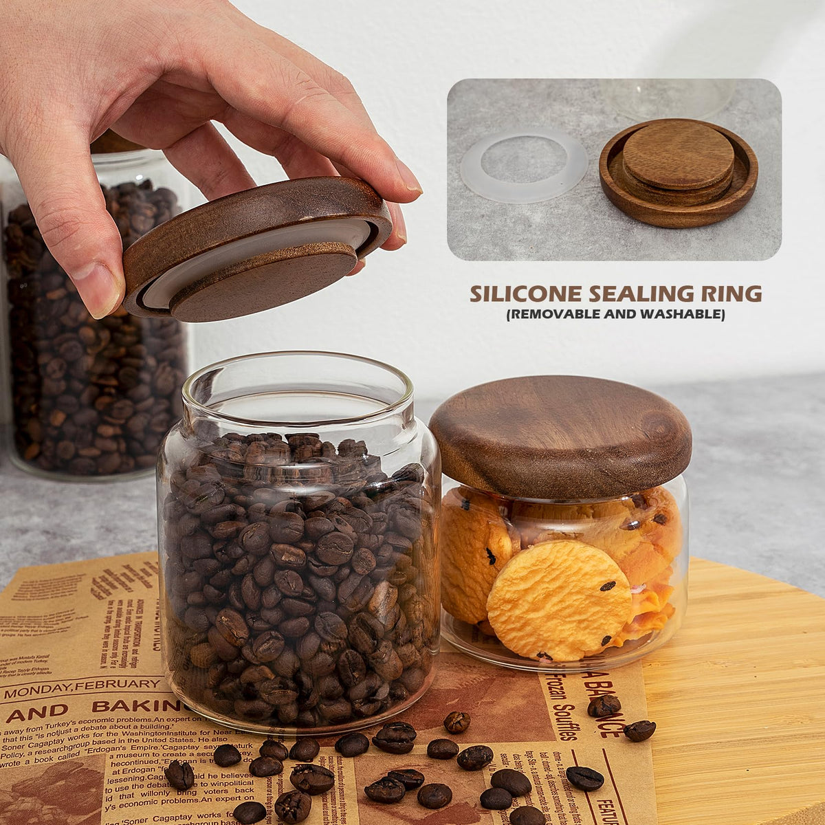 Piconesper jar wide-mouth opening for easy filling and cleaning.