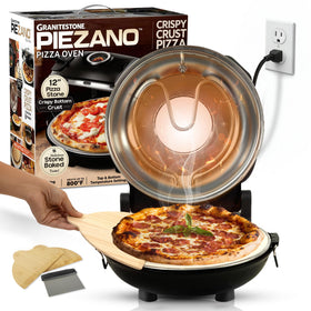 PIEZANO 12-Inch Electric Pizza Oven front view for compact countertop pizzas
