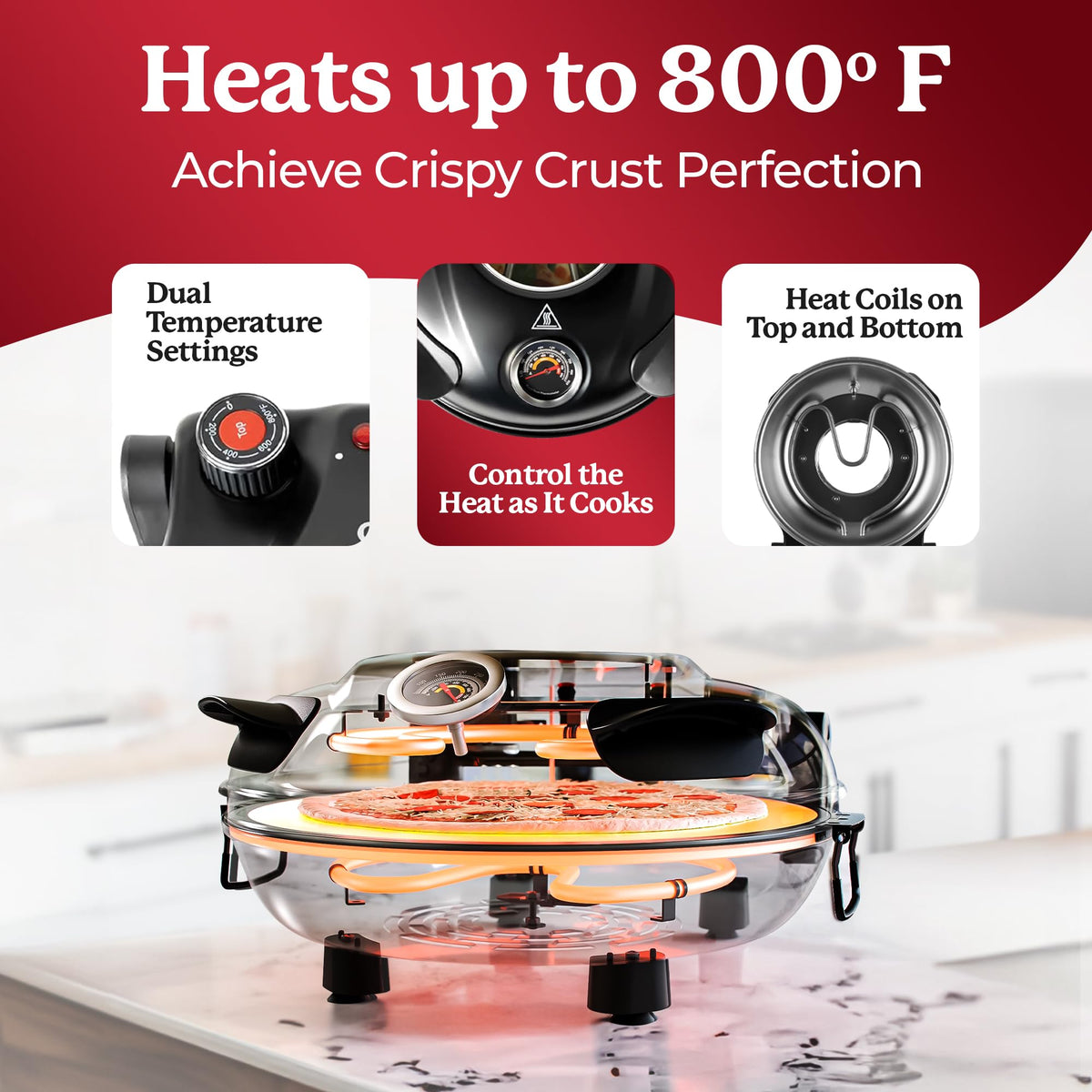 PIEZANO top and bottom heat control for even browning