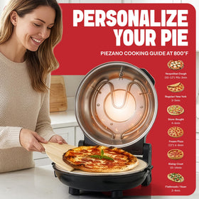 PIEZANO XL pizza-oven-stone-inside-cooking close-up showing ceramic stone for even baking and crispy crust.