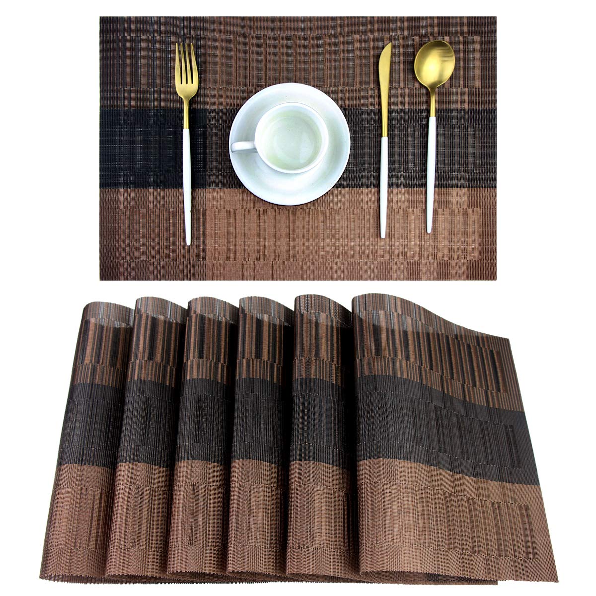 PIGCHCY placemats bamboo brown weave on table protect surfaces with warm, refined look.