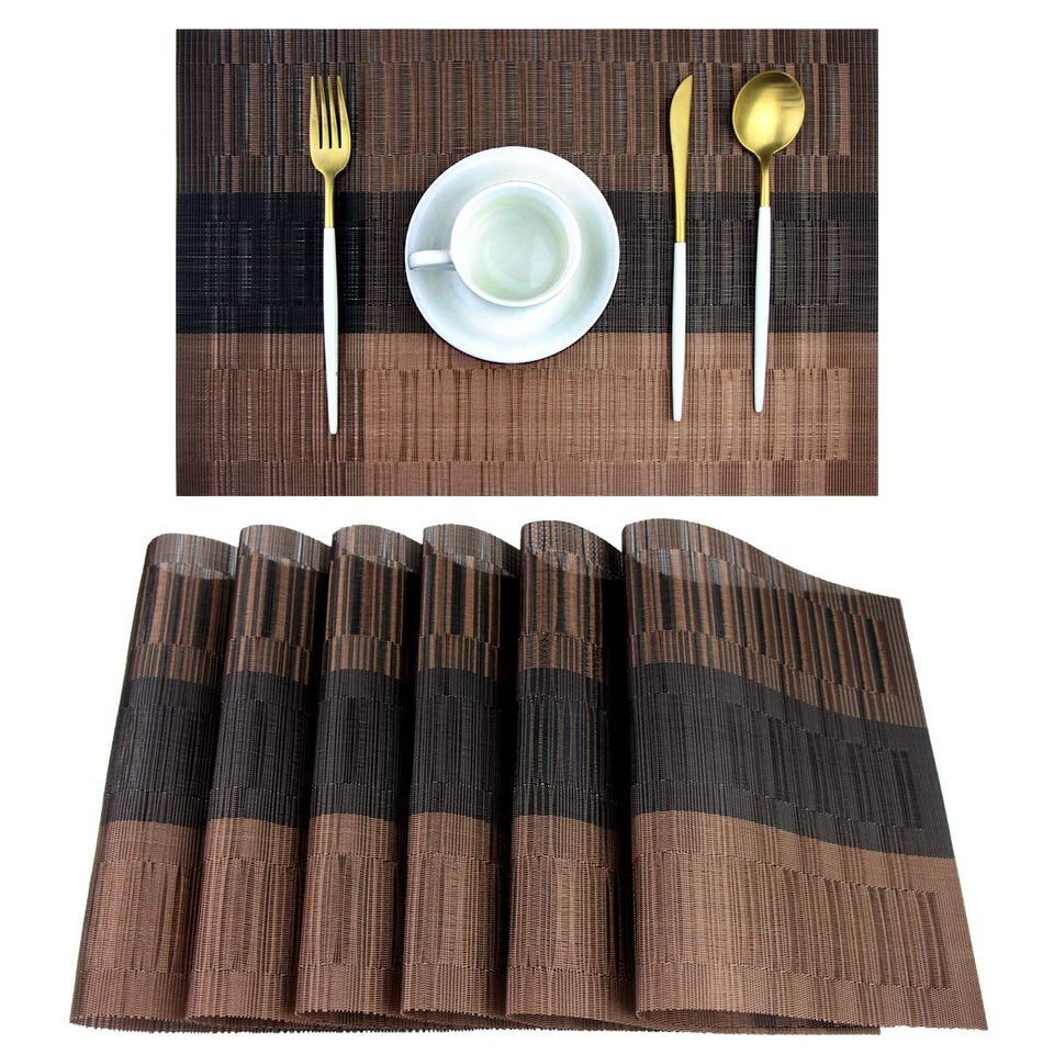 PIGCHCY placemats bamboo brown weave on table protect surfaces with warm, refined look.