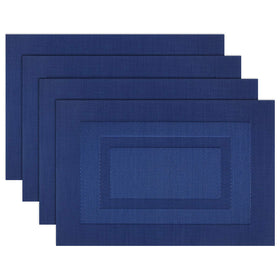 PIGCHCY placemats navy blue 18x12 set on table with protective surface