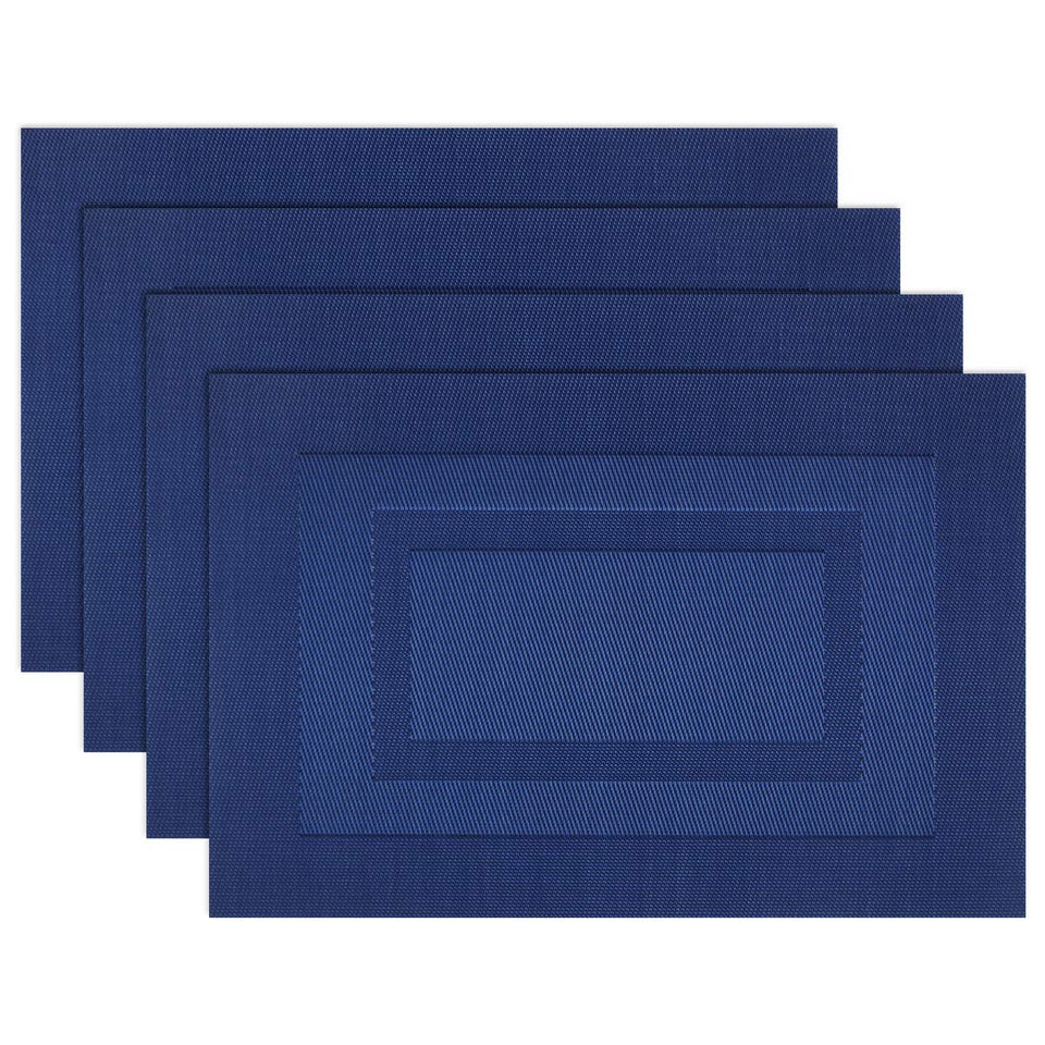 PIGCHCY placemats navy blue 18x12 set on table with protective surface