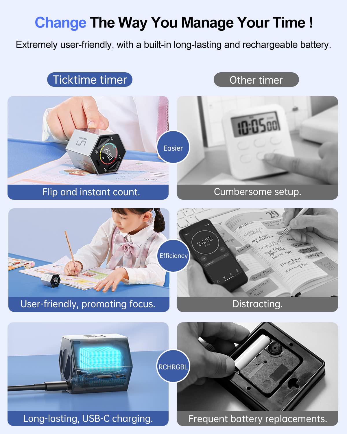 PIHEN Ticktime stopwatch mode helps track meetings and workouts clearly