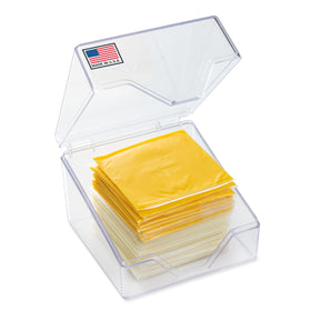 Pikanty American Sliced Cheese Holder with closed lid for quick, fresh cheese access.