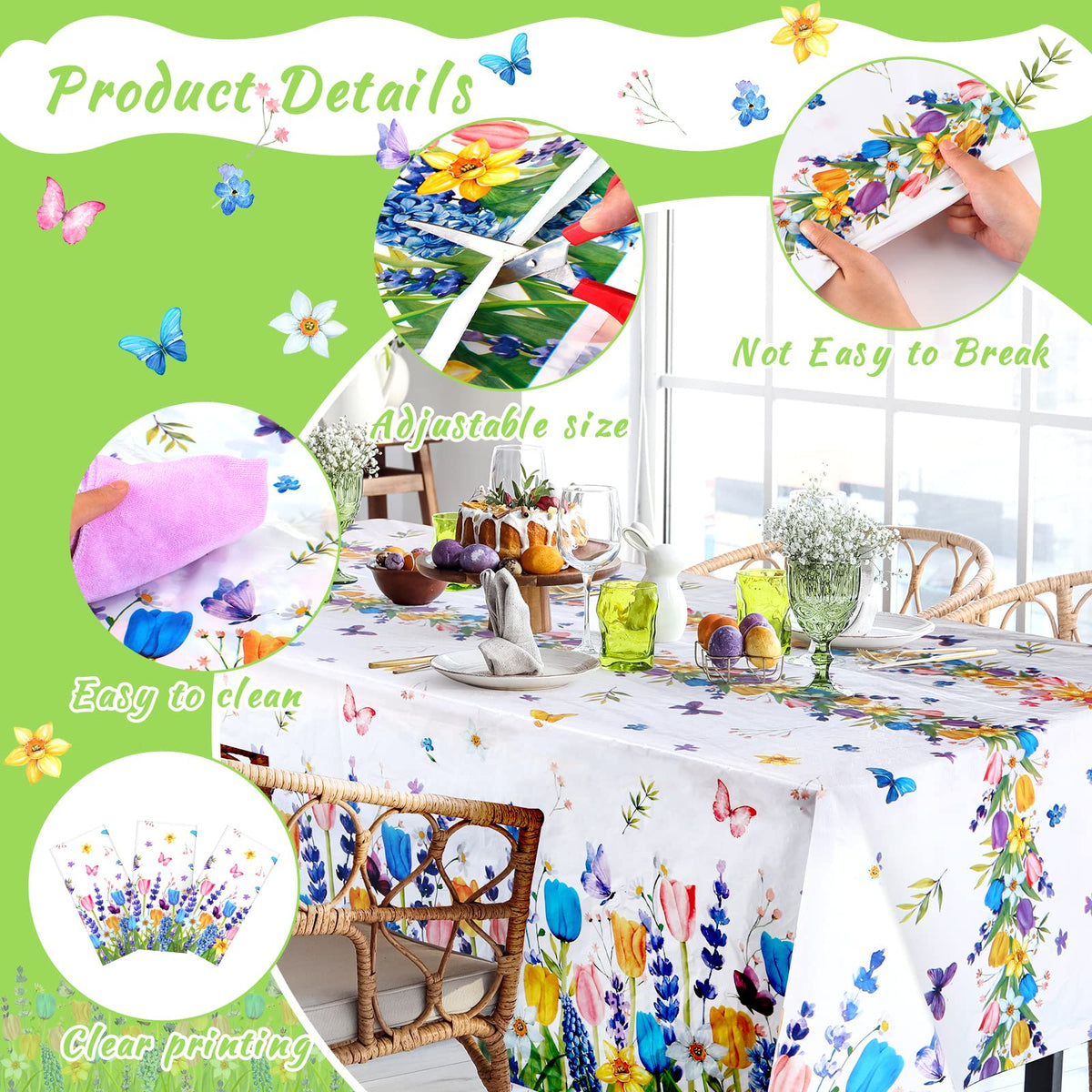 Piklodo Wildflower Butterfly Tablecloth enhances patio picnics with charm.