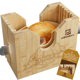 Piklohas bagel slicer with removable guard enabling 2-in-1 slicing