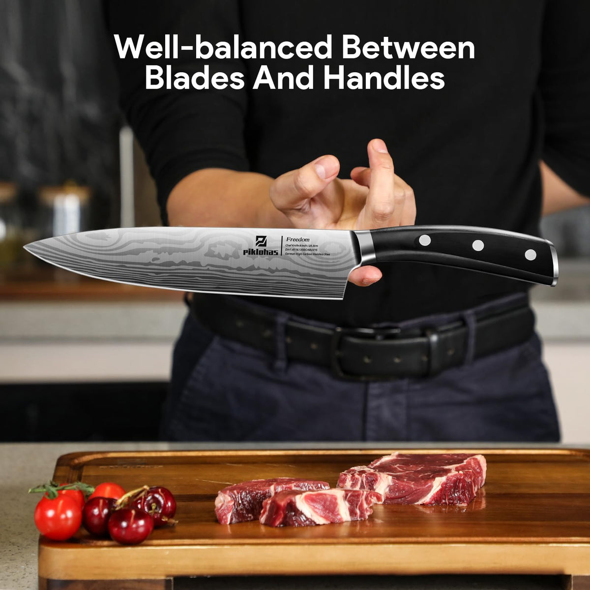 Piklohas FSC-certified wood block protects knives and reduces clutter.
