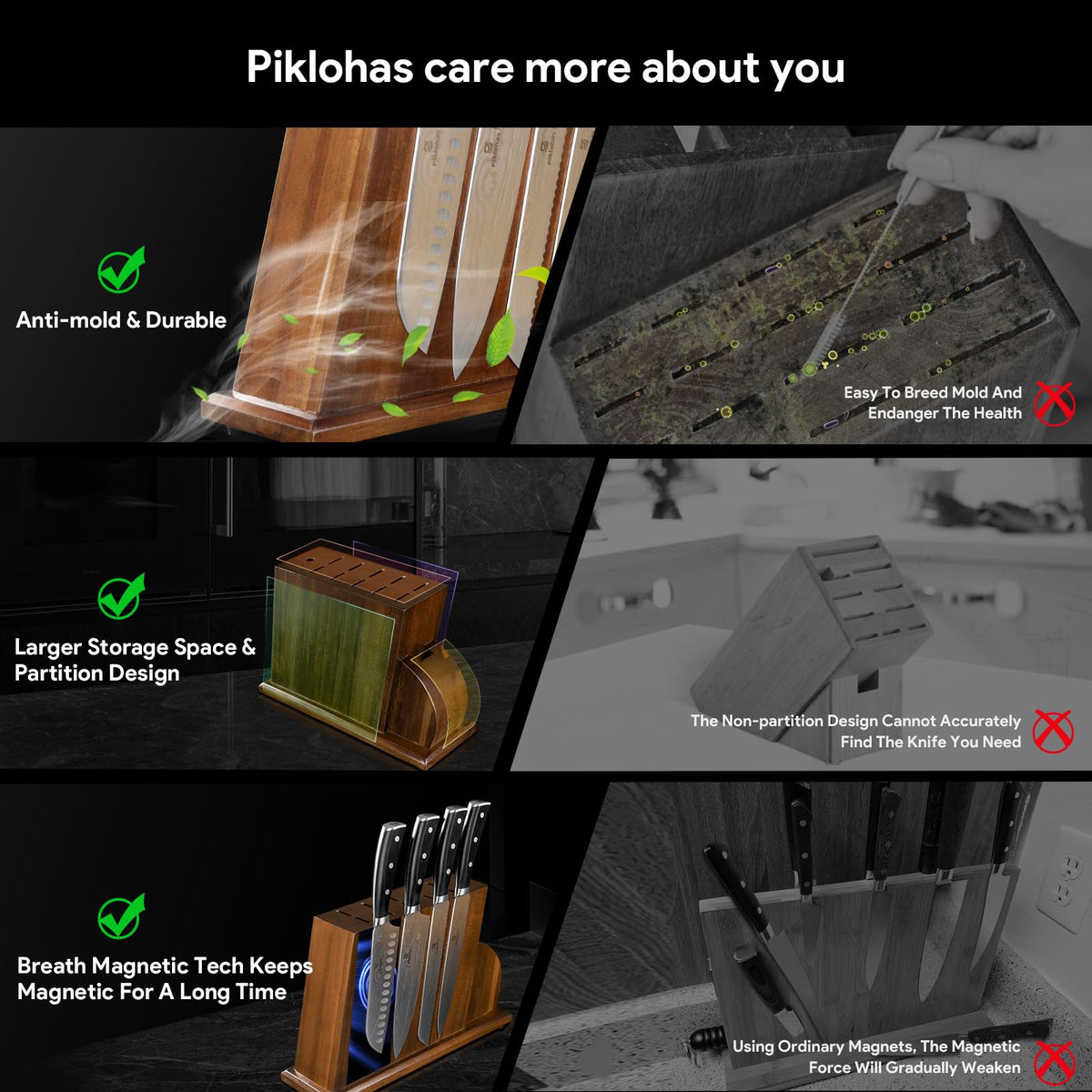 Piklohas full-tang forged bolster offers balanced control and durability.