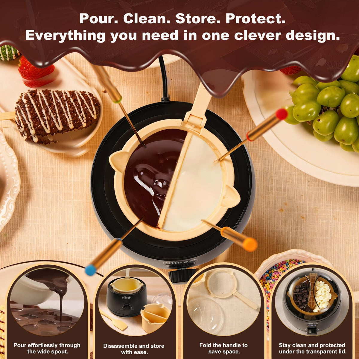 PillRest dipping forks and spatula included for versatile dipping