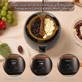 PillRest electric fondue pot with temperature display for precise heating