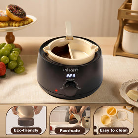 PillRest silicone liner allows quick, no-mess cleanup after fondue